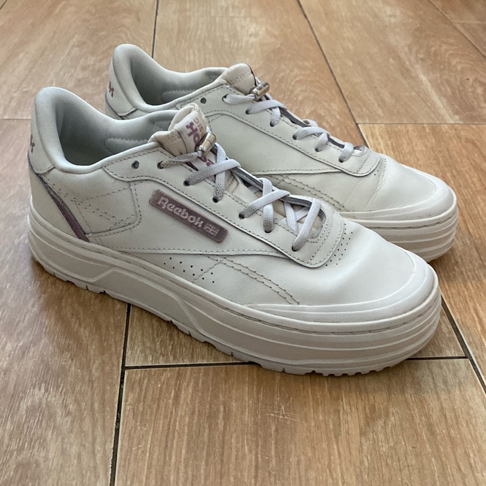 Reebok Club C platform sneaker rose gold